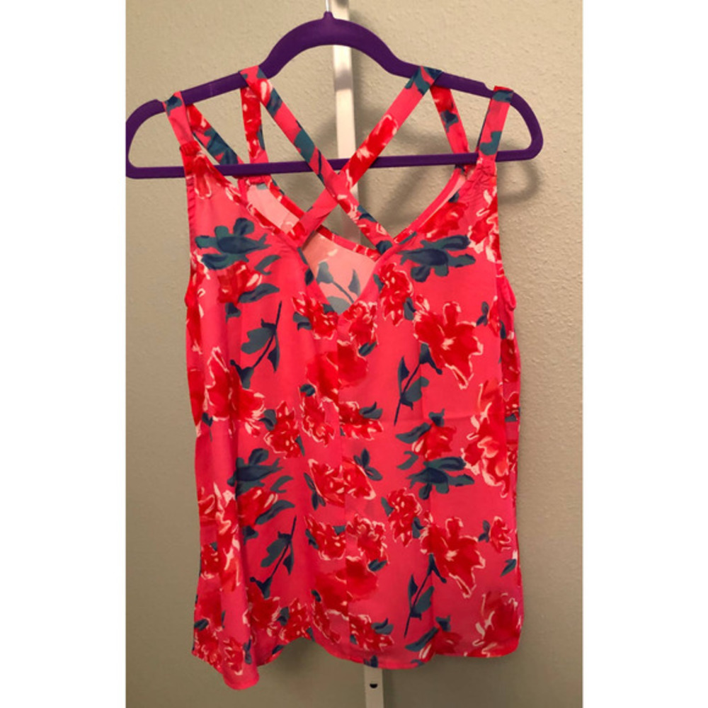 NWOT HOT PINK FLORAL TANK SZ S - Picture 5 of 5